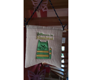 Stickdatei ITH - Wimpel Stab "Willkommen im Miezhaus"